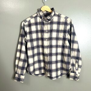 Banana Republic factory wool‎ blend flannel ruffle neckline size xxs farm girl